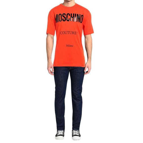 Moschino Mens Couture Gloss Logo T-Shirt / Orange